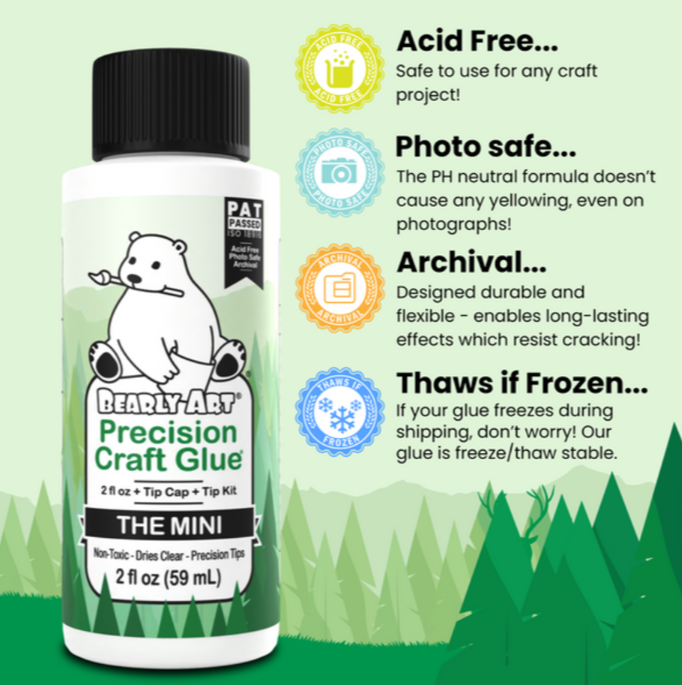 Bearly Art Precision Craft Glue - THE MINI 2 fl oz + Tip Kit