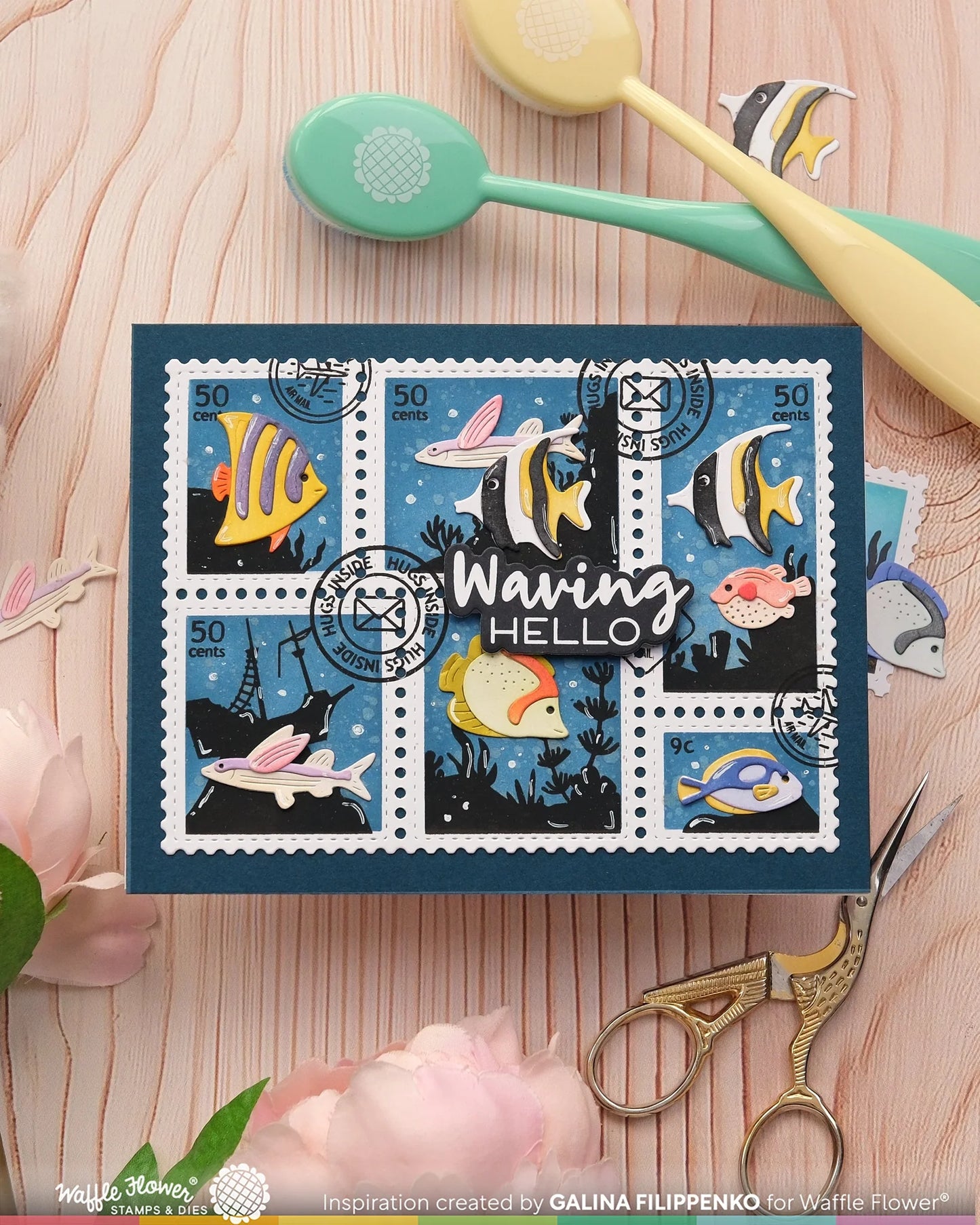 Postage Collage Fish Die