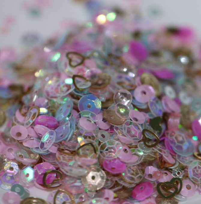 dress my craft sequins Pink Star & Heart Mix Sequins