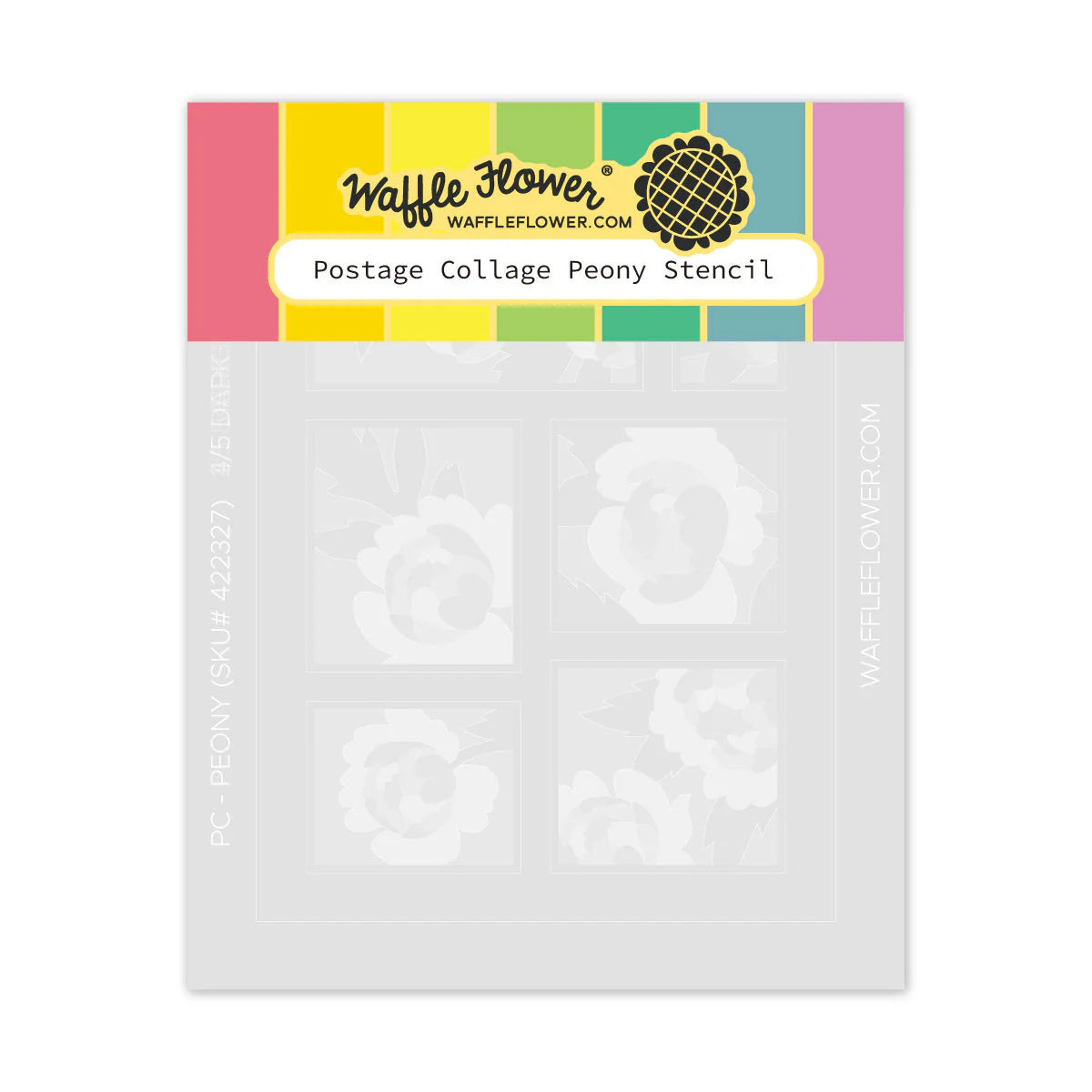 Postage Collage Peony Stencil