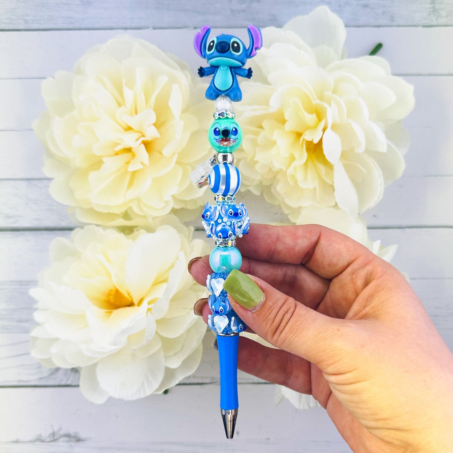 Blue Monster Beaded Pen