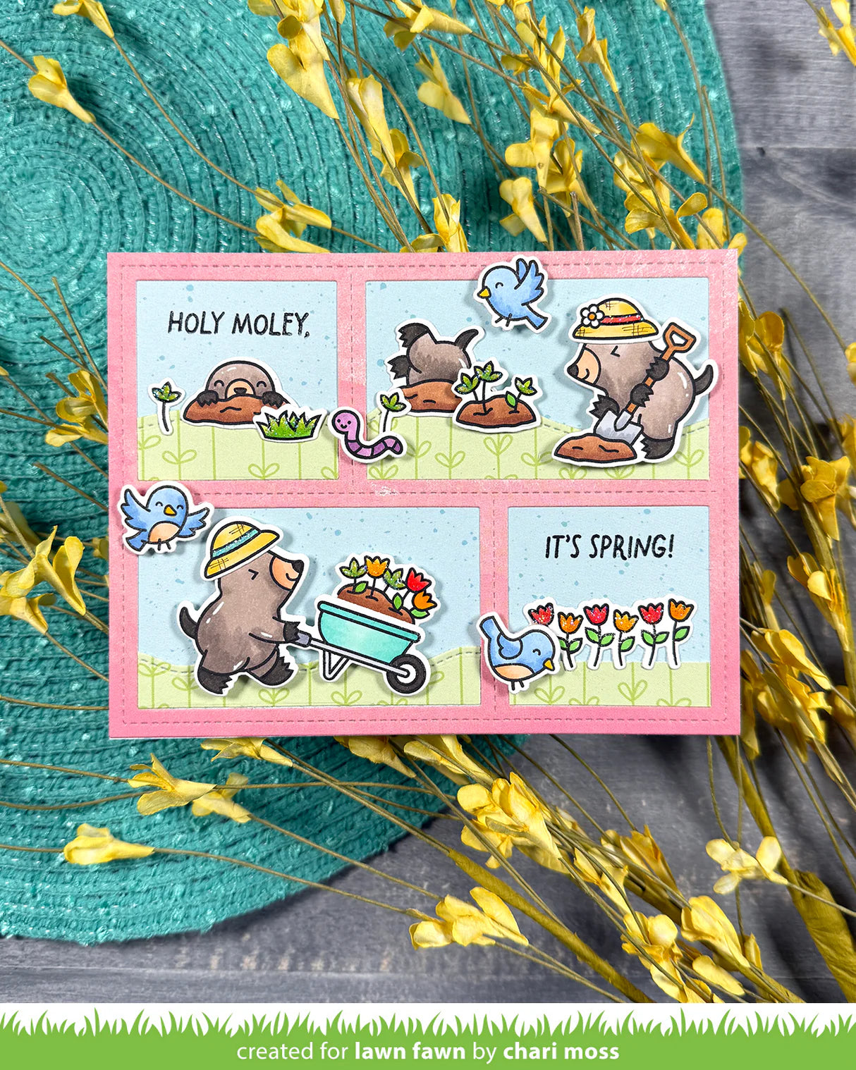 BUNDLE a mole lot of flowers stamp + die