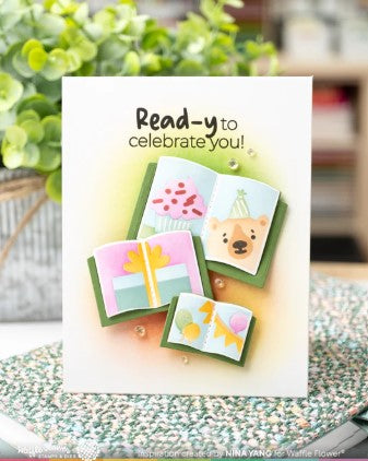 Open Book Trio Birthday Stencil