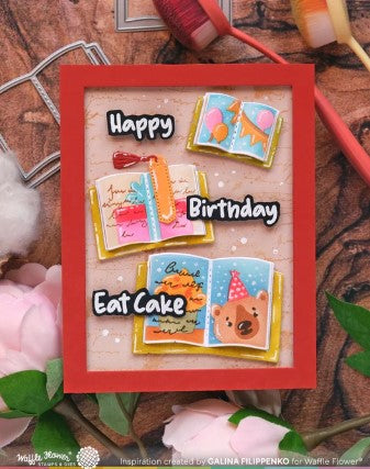 Open Book Trio Birthday Stencil