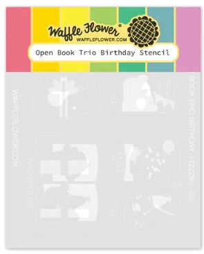 Open Book Trio Birthday Stencil