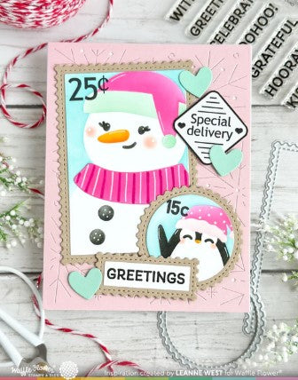 Nesting Postage Collage Let it Snow Stencil