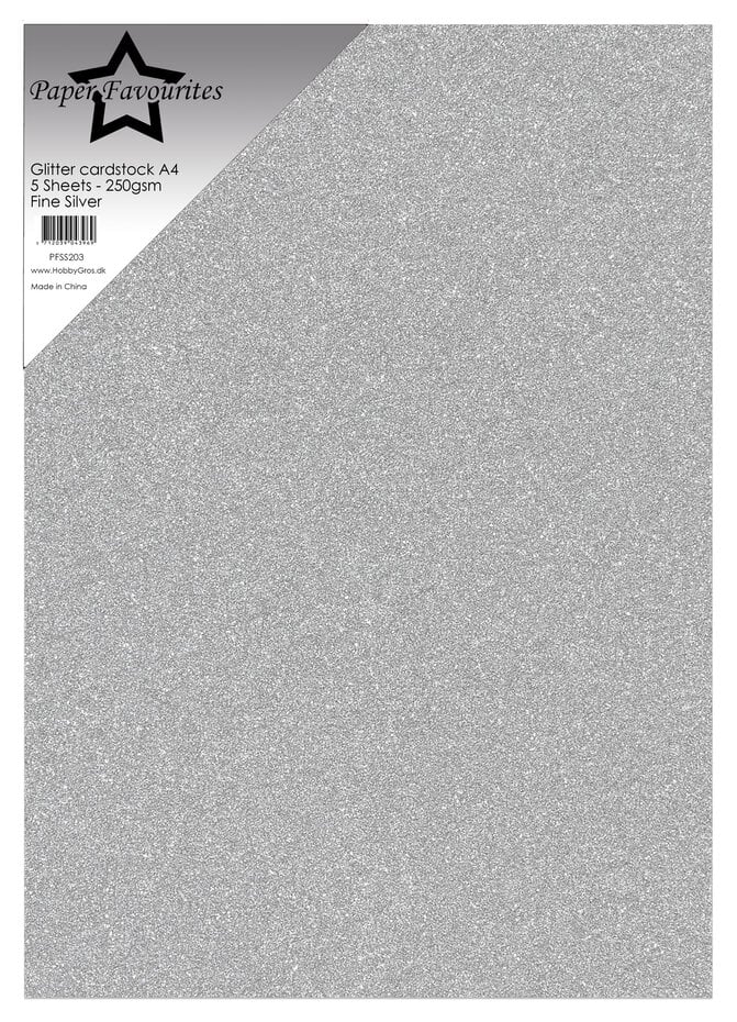 Glitter Cardstock A4 Fine Silver 250gsm (5pcs)