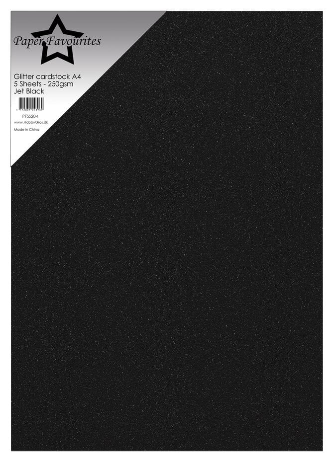 Glitter Cardstock A4 Jet Black 250gsm (5pcs)