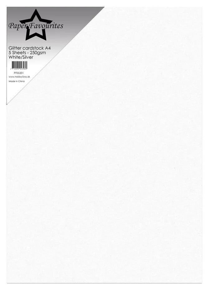 Glitter Cardstock A4 White/Silver 250gsm (5pcs)