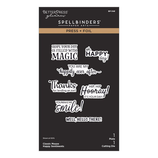 Classic Mouse Love Press + Foil Plate & Die Set Happy Sentiment
