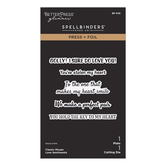 Classic Mouse Love Press + Foil Plate & Die Set Sentiments