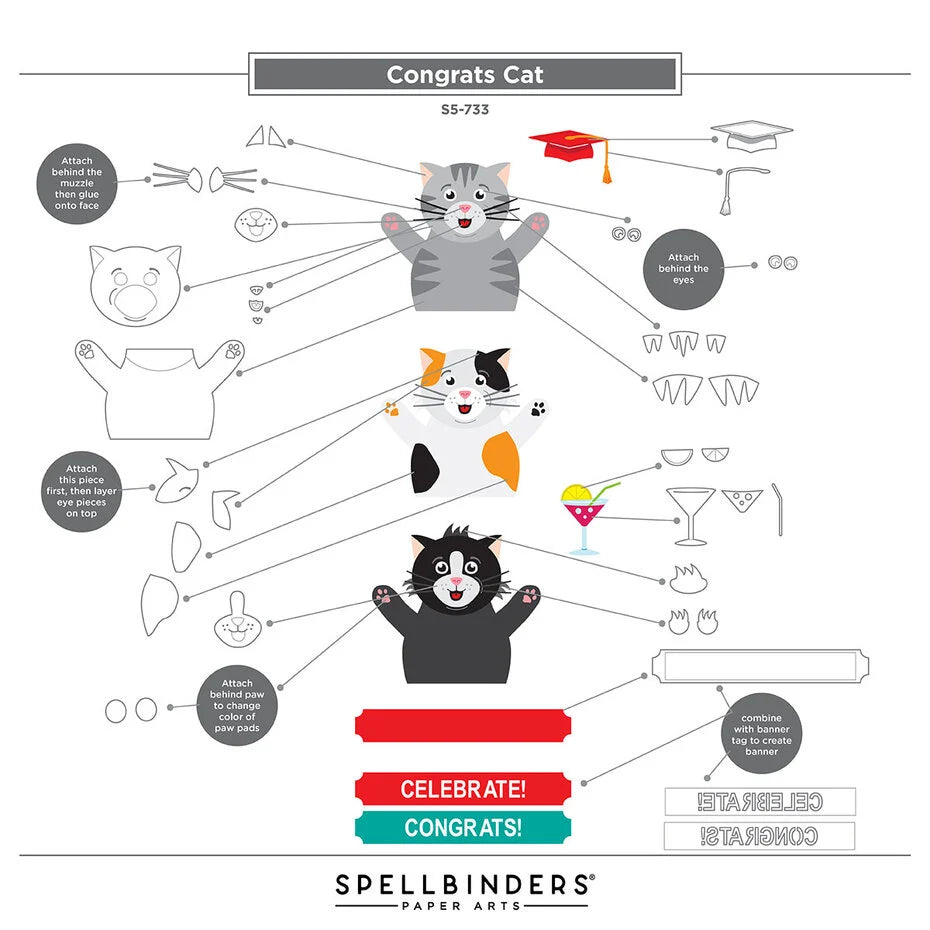 Sending Hugs Etched Dies Congrats Cat